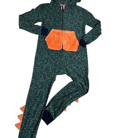 Cat Jack Hooded Dinosaur Pajamas Fleece Jumpsuit Costume Boys One Piece M 8/10 - Picture 5 of 13